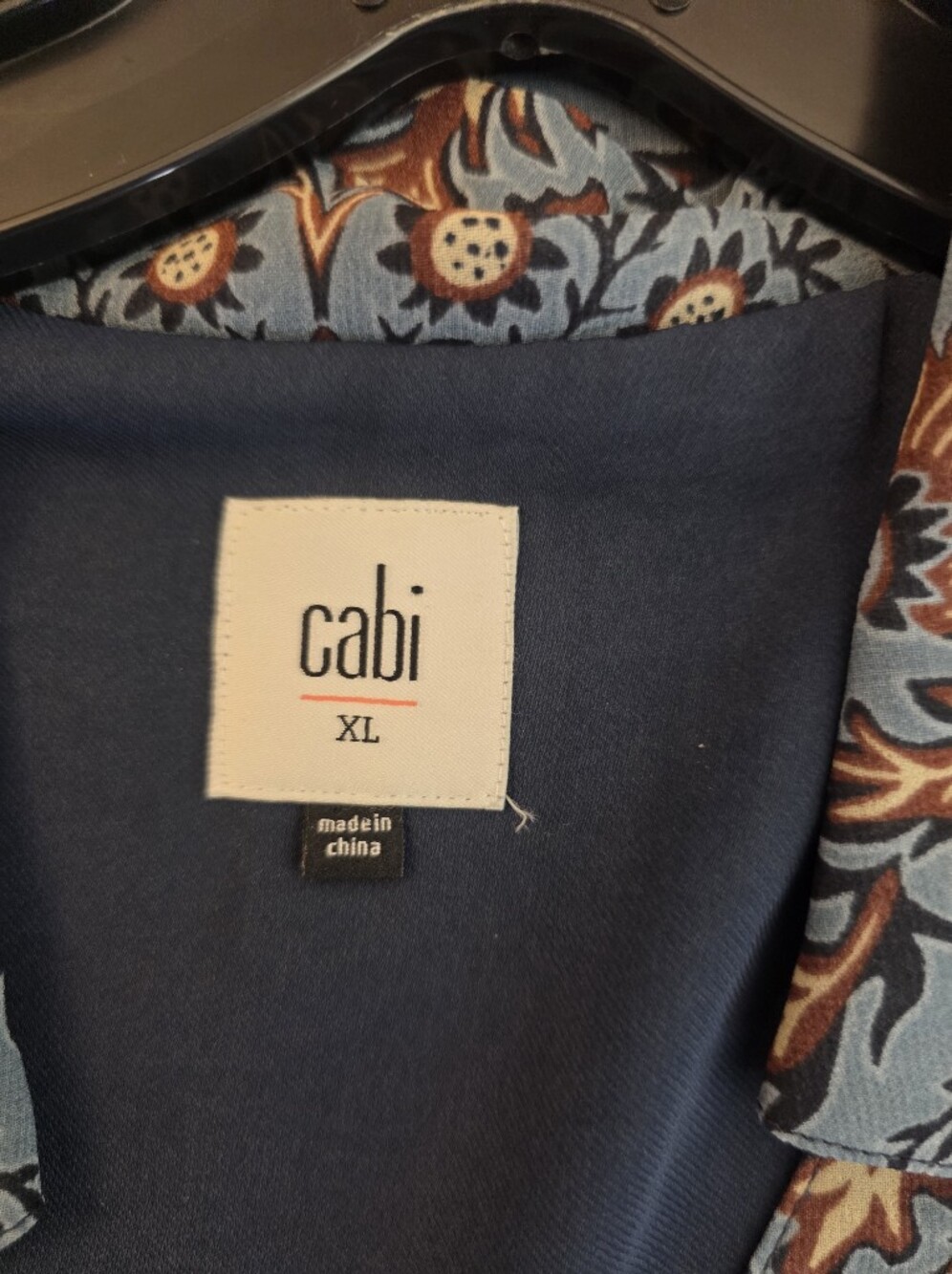 Cabi Blue Floral Lined Tunic Dress XL Long Sleeve Boho - Picture 8 of 12